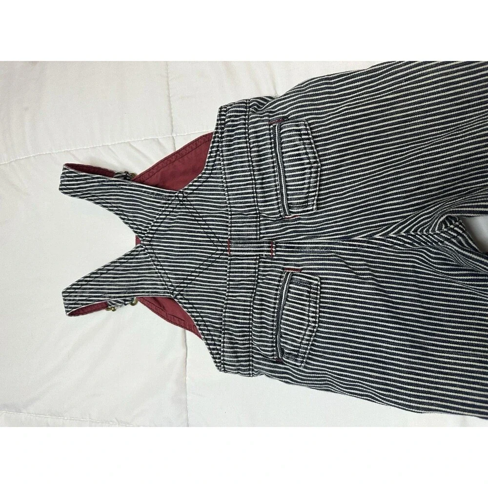 Y2K Gymboree Pinstriped train conductor Railroad Denim Overalls 3-6 Mo. Baby